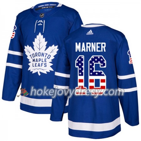 Pánské Hokejový Dres Toronto Maple Leafs Mitchell Marner 16 2017-2018 USA Flag Fashion Modrá Adidas Authentic